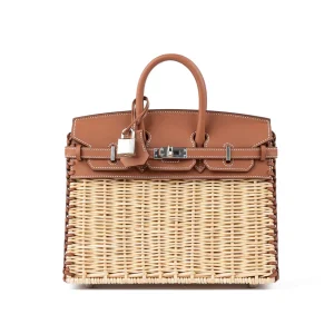 Birkin 25 Picnic Gold in Swift Leather & Osier Wicker with Palladium Hardware