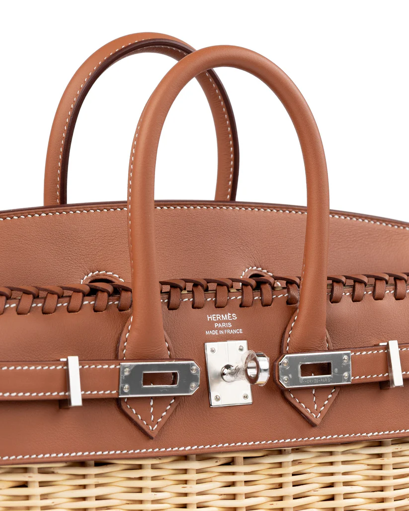 Birkin 25 Picnic Gold in Swift Leather & Osier Wicker with Palladium Hardware
