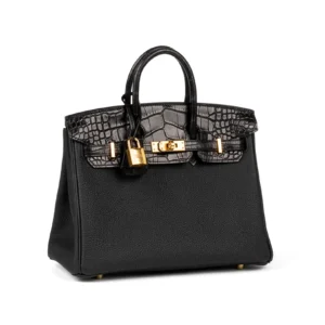 Birkin 25 Black Matte Alligator Touch Togo with Gold Hardware