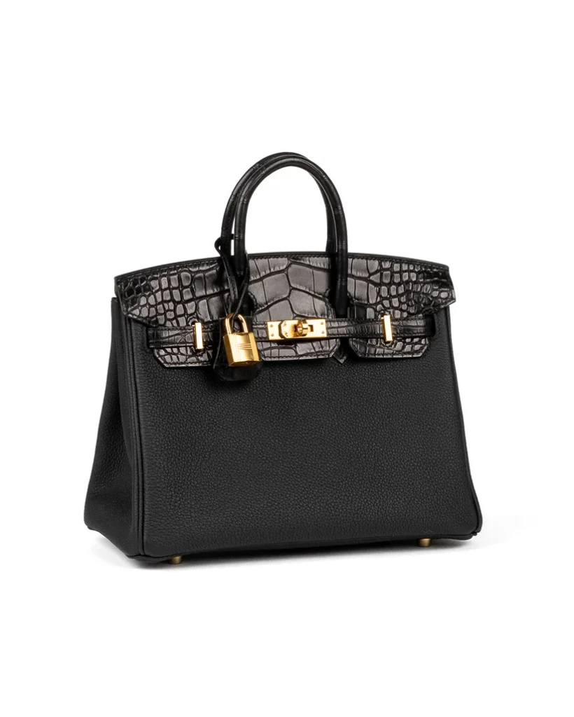 Birkin 25 Black Matte Alligator Touch Togo with Gold Hardware