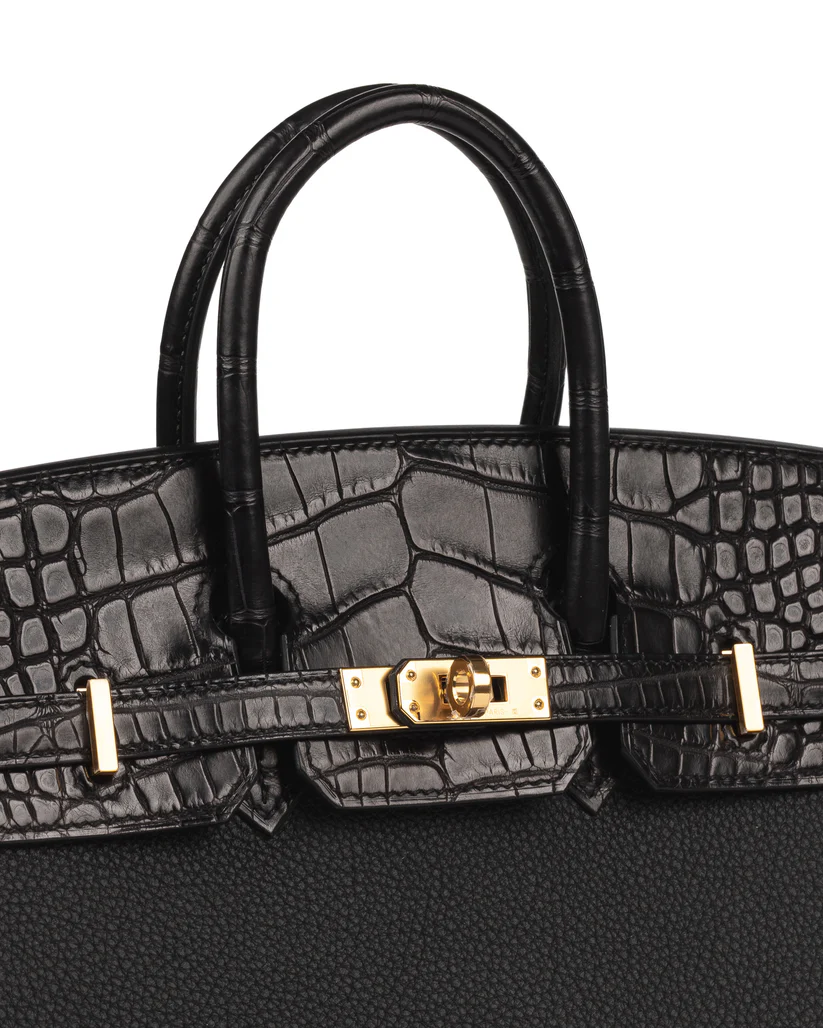 Birkin 25 Black Matte Alligator Touch Togo with Gold Hardware