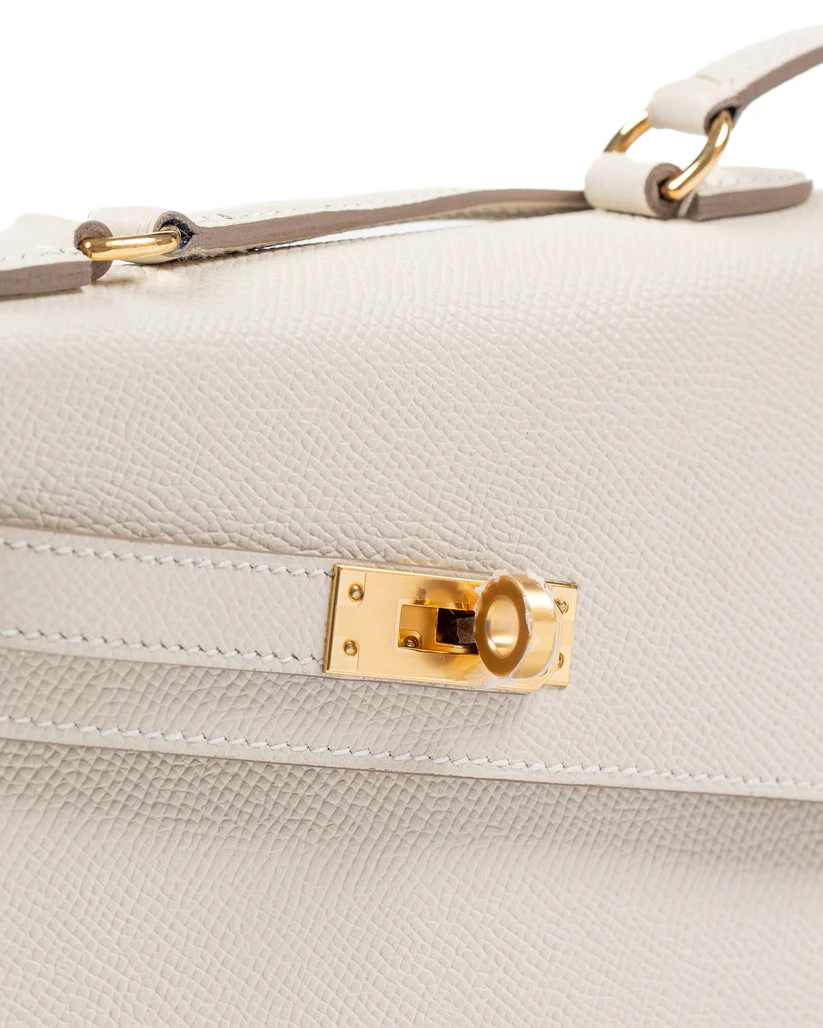 Kelly Desordre Craie in Epsom Leather with Gold Hardware